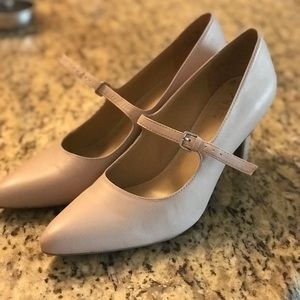 Blush Pink Mary Jane Pointed Toe Pumps
